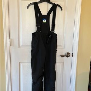 Kids Black Ski Bibs Overalls with Adjustable Straps
